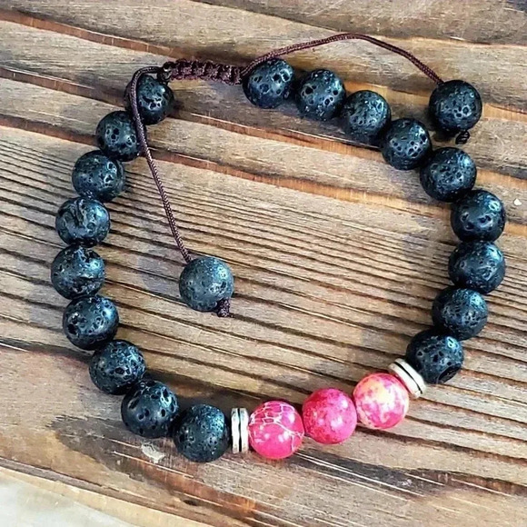 Handcrafted Chakra Bracelet Deep Pink Aqua Terra J - Picture 6 of 7